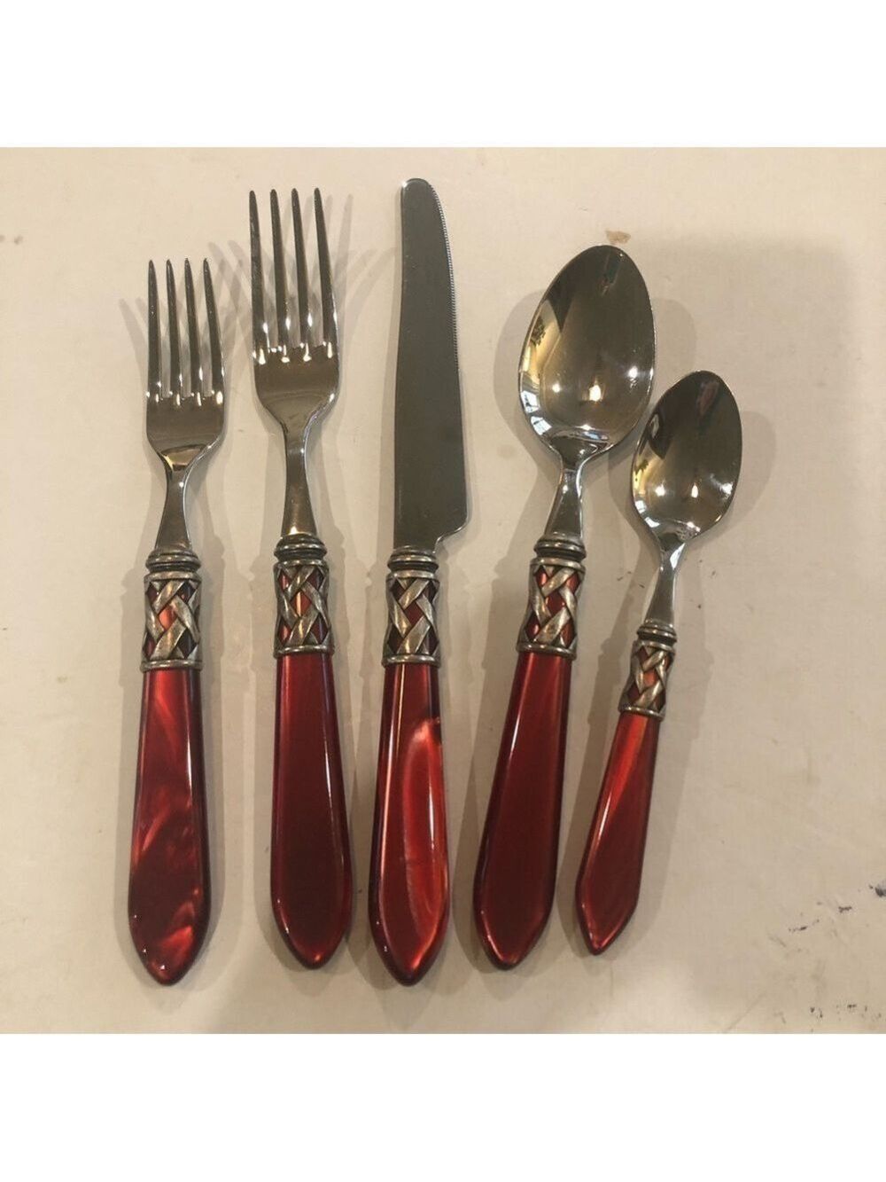 Bugatti for Vietri Aladdin 5 piece place setting Red Italian 18/10 stainless